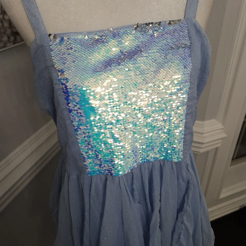 Justice Reversible Sequins and Tulle Light Blue Girls Dress size 22
